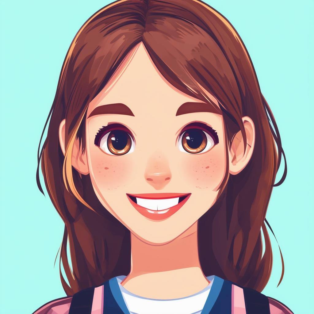 happy highschool girl avatar portrait face